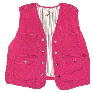 Marsh Landing Quilted Vest Red Cotton Snaps